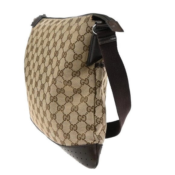 GUCCI Logo GG Pattern Crossbody Shoulder Bag Canvas Leather Brown SHW - Picture 8 of 16